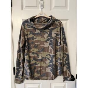 CY Fashion Camo Cowl Neck Long Sleeve Top